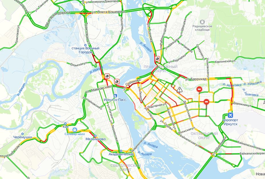 Пробки иркутск карта онлайн