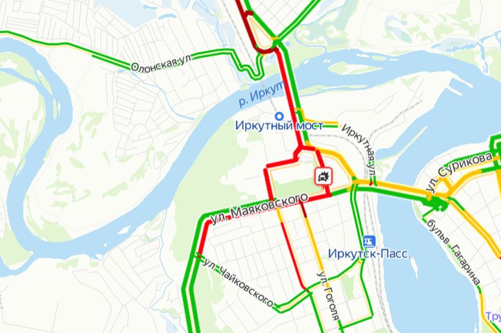 Движения транспорта в реальном времени иркутск. Пробки Иркутск сейчас.